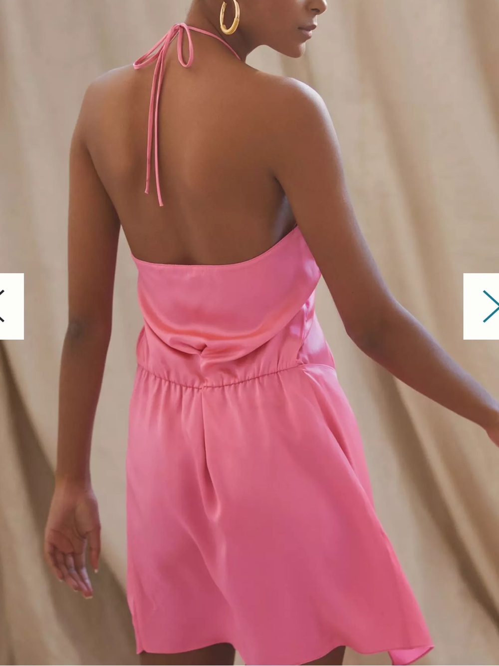 NWT Amanda Uprichard Marrone Silk Halter Mini Dress Pink Rose Ribbon Sz M - Picture 5 of 13